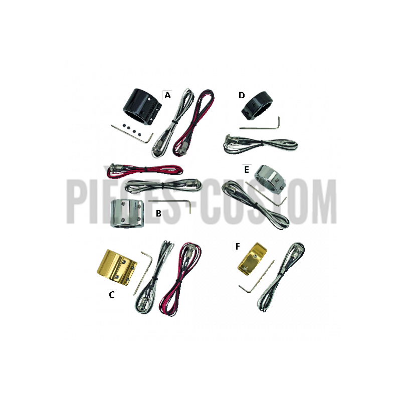 Kit de bouton poussoir noir avec 3 boutons inox polis largeur 44mm