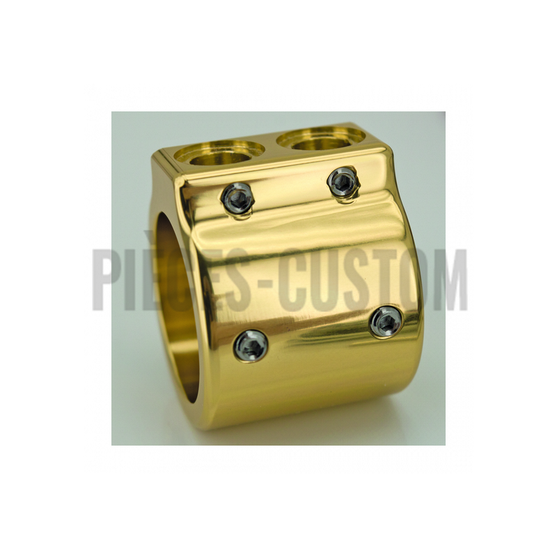 Kit de bouton poussoir bronze avec 2 boutons inox polis largeur 30mm
