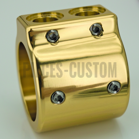 Kit de bouton poussoir bronze avec 2 boutons inox polis largeur 30mm