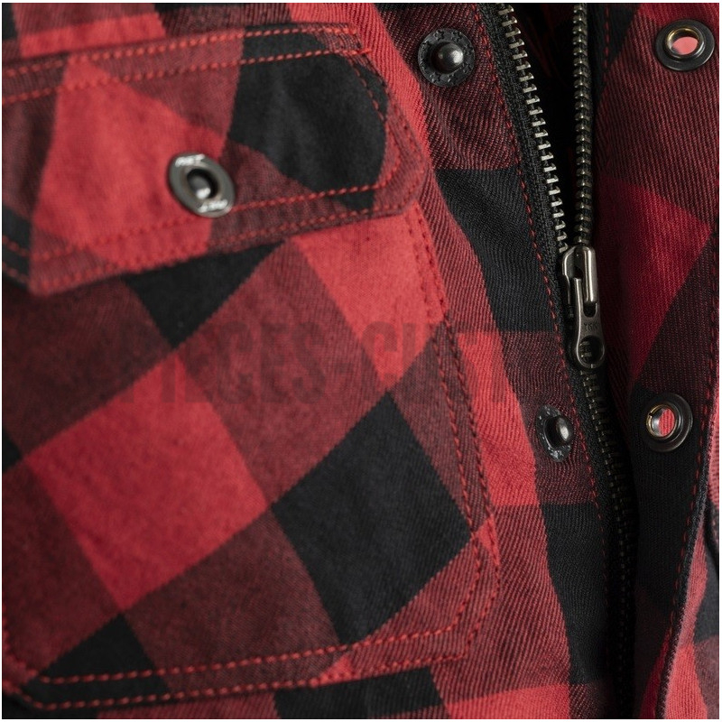 Veste moto RST Lumberjack Kevlar homologué CE couleur noir et rouge