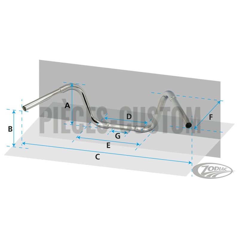 Guidon Low Buckhorn chromé avec empreintes