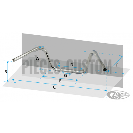 Guidon Low Buckhorn chromé avec empreintes