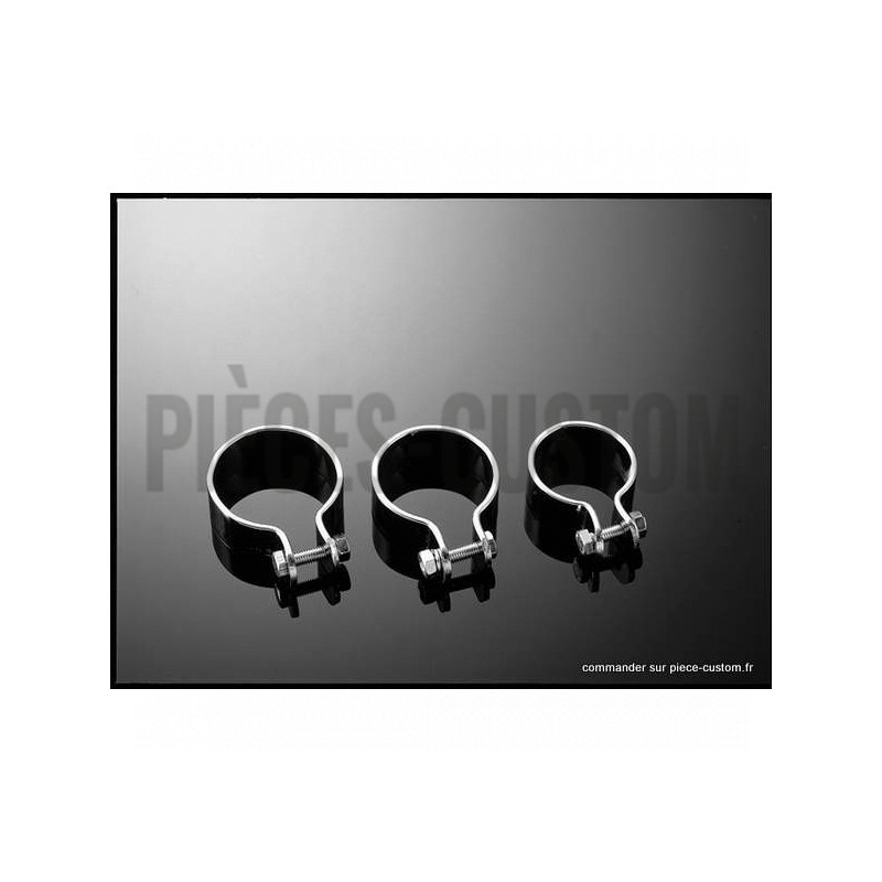 Collier De Serrage Pour échappement Moto – Acier Inoxydable/fibre De Carbone, Noir, Pour Fixation Silencieux ! - 2